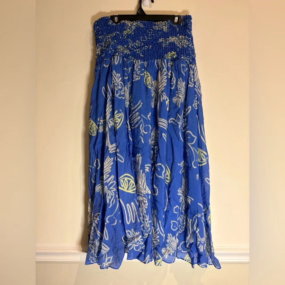 ASTR The Label Tropical Print A-line Skirt In Blue Lemon Print Size Medium